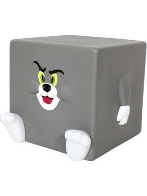 Prime Tom ve Jerry Kare Plastik Kumbara, 12X12 Cm, Gri
