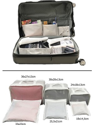Esti 6'lı Valiz Düzenleyici Set Farklı Boyutlarda 36x27x13 cm 30x20x13 cm 24x18x13 cm