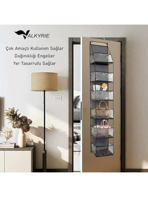 Prime Kapı Arkası Organizer 6 Gözlü Askılı Dolap Düzenleyici Çok Amaçlı Kapı Arkası Raf Gri