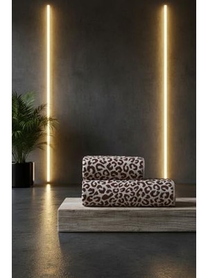 Prime Leopar Desen Havlu Seti Hamam Seti 50X90 ve 70X140 cm Banyo Havlusu Çeyizlik, 2lı-Hamatakımı-Leopar