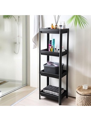 Prime 4 Katlı Köşe Rafı | Banyo, Mutfak ve Kiler Için Yer Tasarruflu Organizer | Çok Amaçlı Plastik Raf | 4 Farklı Renk Seçeneği (36X100X23 Cm) (Siyah)