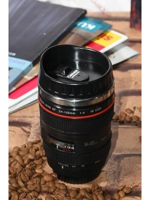 Prime Objektif Kupa Lens Kupa Kahve ve Çay Için Termos Kupa Fotoğraf Tutkunları Için Dekoratif Hediyelik 350 ml (Plastik Kapak)