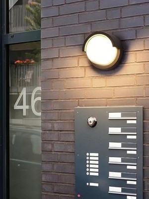 Prime 15W Modern Tasarım LED Aplik Iç ve Dış Mekan Duvar Lambası Dominik 3200K Gün Işığı Bahçe Duvar Apliği (Yuvarlak)