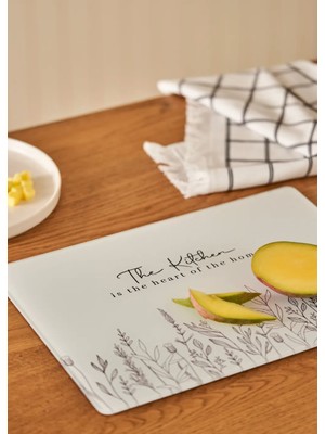 Bella Maison Botanique Cam Kesme Tahtası Beyaz (35X25 Cm)