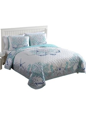 Prime Joe Coastal 3 Parça Yorgan Seti,, Beach Delight Aqua