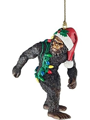 Prime Bigfoot, Yeti Sabta'nın Şapkalı Komik Ağacı Dekorasyonu, Poliresin, Tam Renkli, 7,5 cm