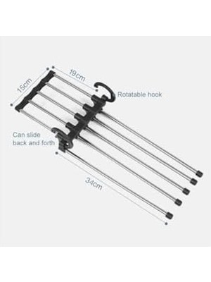 Prime Pantolon Askısı Hareketli Dolap Içi 2 Katlı Katlanabilir 5'li,pantolon,kravat,etek,şal,elbise Için Organizer Askı