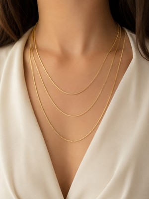 Livaz Accessories Kadın Çelik Kararmaz 3lü KOLYE14K Altın Renk Vip Serisi