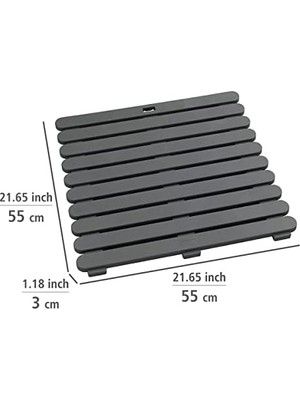 Prime Iç ve Dış Mekan Banyo Paspası Gri 55 x 55 cm Duş Paspası, Duş Paspası, Banyo Paspası, Yüzme Havuzu Paspası, Kaymaz Yapılı Sauna Paspası Gri