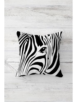 Prime Pelangi Zebra ve Zebra Çizgili Kombin Gizli Fermuarlı Kırlent Kılıfı Koltuk Yastık Kılıfı TAKIM(4ADET), Siyah-Beyaz 45 x 45
