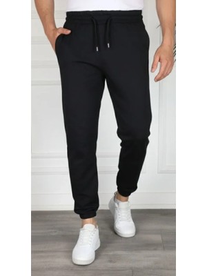 Lune Store Erkek Jogger Eşofman Altı Rahat Kalıp, Cepli, Lastikli Paça, Günlük Spor Pantolon - Siyah