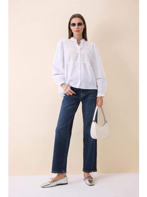 DeFacto Comfort Straight Yüksek Bel Bilek Boy Jean Yıkamalı Pantolon D8154AX26SP