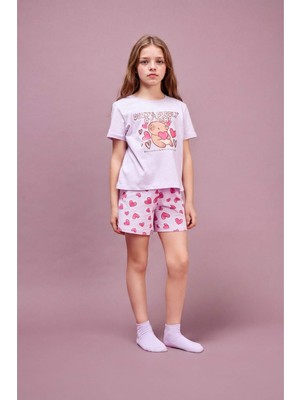 DeFacto %100 Pamuk Regular Fit 2'li Pijama Takımı Kız Çocuk H8359A826SM
