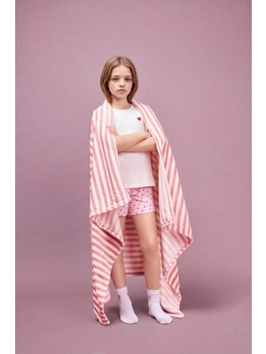 DeFacto Regular Fit Fitilli Kaşkorse Şort Tişört 2'li Pijama Takımı Kız Çocuk H5705A826SM