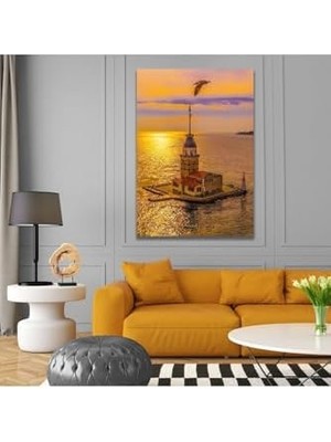 Prime Tekli Dikey Kanvas Duvar Tablosu Istanbul Uzak Çekim Kız Kulesi 70 x 100 GARTNM7185
