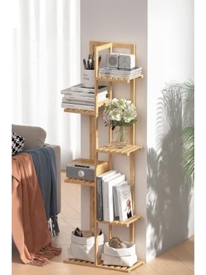Prime Bambu 6 Raflı Saksılık Çok Amaçlı Stand Çiçeklik Banyo Düzenleyici Havluluk DB-0025