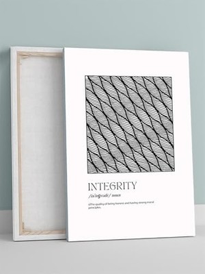 Prime Integrity, Dürüstlük Tipografik Kelime Sanatı Kanvas Tablo - Tuval Tablo, Sanatsal Dekorasyon