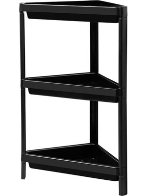 Prime 3 Katlı Üçgen Köşe Rafı | Banyo, Mutfak ve Kiler Için Yer Tasarruflu Organizer | Çok Amaçlı Raf Ünitesi | 3 Farklı Renk Seçeneği | (33X71X33CM) (Siyah)