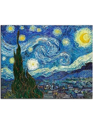 Prime Canvastar Vincent Van Gogh Yıldızlı Gece Kanvas Tablo (48 x 60 Cm)