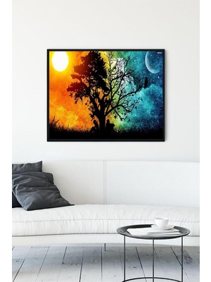 Prime (PSTER11085) Gece - Gündüz Sanatsal Çerçeveli Tablo (50X70CM)