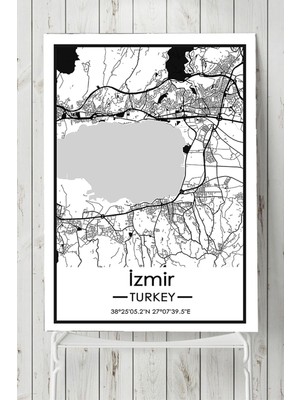 Prime (PSTER19640) Izmir Harita Dekoratif Tasarım Poster 50 x 70