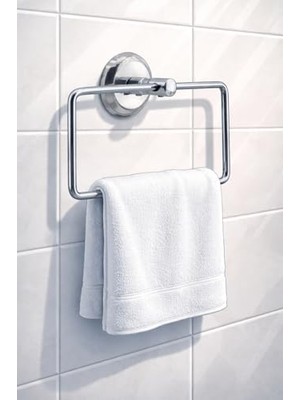 Prime Kare Krom Havlu Halkası Duvara Monte, Parlak Krom Kaplama Metal Banyo Havluluğu, Modern Tasarım Kare Havlu Askılığı, Lavabo Yanı Havlu Tutucu Banyo Aksesuarı