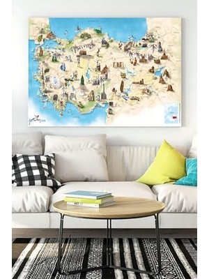 Prime (PSTER18289) Türkiye Haritası Eğitim Kanvas Tablo 3 50 x 70
