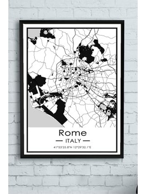 Prime (PSTER14410) Italya Roma Harita Dekoratif Tasarım Çerçeveli Tablo 21 x 30