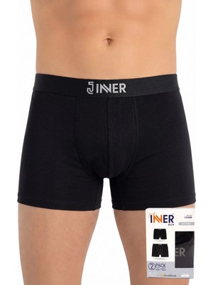 Just Inner Erkek 2’li Modal Boxer Logo Lastikli Kutulu Günlük Rahat Kesim (135008)