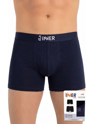 Just Inner Erkek 2’li Modal Boxer Logo Lastikli Kutulu Günlük Rahat Kesim (135008)
