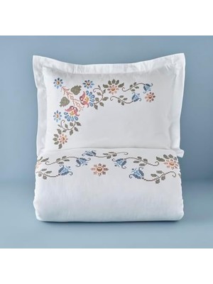 Prime Çiçek DESENLI%100 Pamuk Nevresim Seti, Beyaz, Tek Kişilik (Nevresim: 160X220 cm / 1 Adet Yastık Kılıfı: 50X70 Cm)