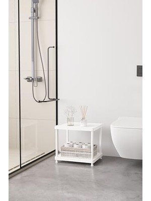 Prime Beyaz 2 Katlı 33X40 Ekstra Geniş Düzenleyici Mutfak ve Banyo Rafı Sehpa