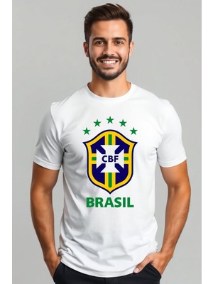 Mr.thinker Regular Unisex T-Shirt Beyaz 'spor Dünyası / 2026 Brezilya1' 2t Baskılı