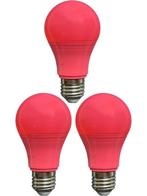 Avarson (3 Adet) Osaka 10W Pembe Işık E27 Duylu (Kalın Duy) LED Ampul