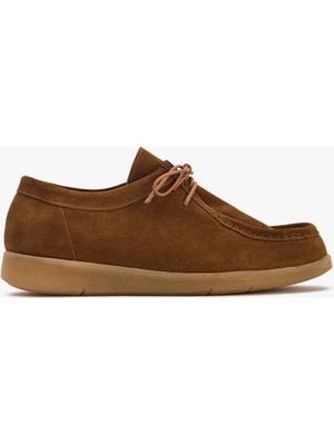 West To West Westtowest Kadın Hakiki Deri Süet Loafer - Taba Bağcıklı Günlük Rahat Ayakkabı