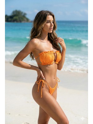 Ales Butik Alesbutik Büzgü Detaylı Straplez Bikini