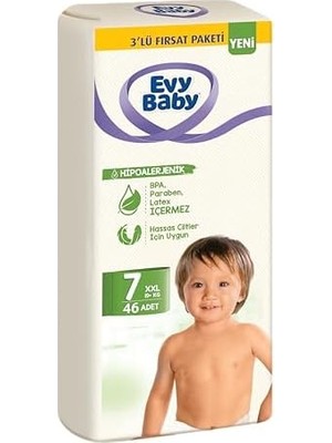 Vuralsin38 Evy Baby Bezi Xxl 3'lü Fırsat 7 Beden 46 Adet