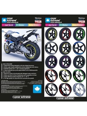Vuralsin38 Reflektif Kırmızı Moto Gp Iç Dış Jant Şeridi Takım