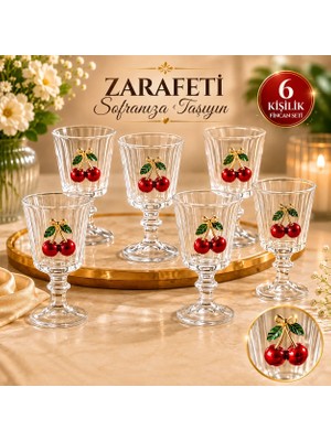 Yzhome 6'lı Kristal Cam Kahve Yanı Bardağı Kiraz Bardak Kirazlı Flüt 75 ml