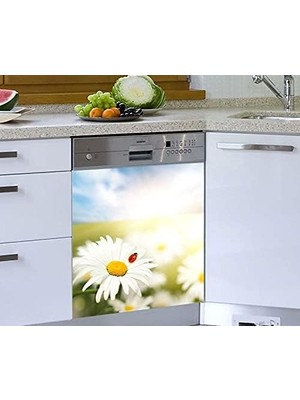 Vuralsin38 Bulaşık Makinesi Kaplama Beyaz Eşya Kaplama Güneş Papatya