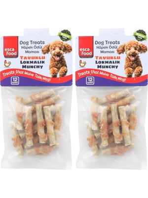 Esca Tavuklu Lokmalık Munchy 6 Santimetre 12'li Köpek Ödül Maması 2li Paket