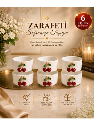 Yzhome 6 Lı Beyaz Porselen Kiraz Sosluk Lokumluk Sunum Kasesi Mini Boy