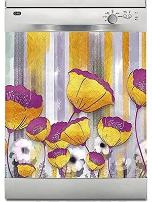 Vuralsin38 Bulaşık Makinesi Kaplama Beyaz Eşya Kaplama 3D Flowers