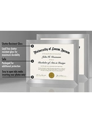 Prime 8,5 x 11 Gümüş Resim Çerçevesi - 2'li Set - Kırılmaya Dayanıklı Camlı Diploma Çerçevesi Veya Sertifika Çerçevesi Olarak Kullanın - Duvar ve Masa Üstü Ekran Için Asma Donanım ve Şövale