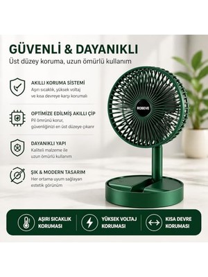 Vuralsin38 Masaüstü Şarjlı Vantilatör Katlanabilir Taşınabilir Fan – 3 Kademeli Hız, USB Şarjlı, Uzun Pil Ömrü, Sessiz Çalışma, Ofis Ev Seyahat Için Mini Fan - Taşınabilir Vantilatör