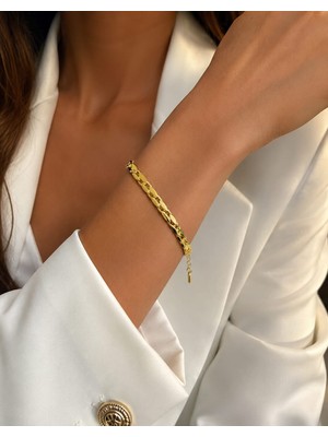 Livaz Accessories Kadın Çelik Kararmaz  Bileklikaltın Renk Vip Serisi