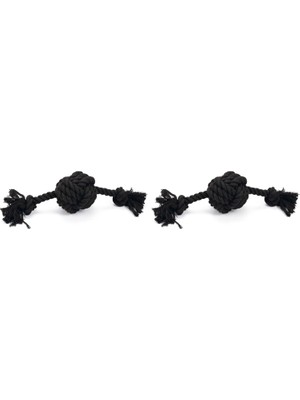 Vuralsin38 Köpek Oyuncağı, Diş Ipinden Top ve Ipi, Siyah, 34X10X9CM, 255GR (2 Paketi)