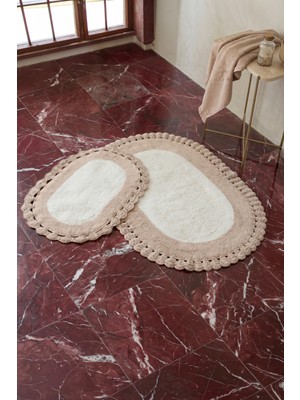 İrya Bianca 2’li Takım Banyo Paspası %100 Pamuk 40x60 + 60x90 Ekru