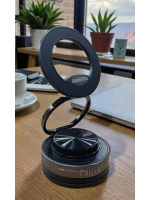 Vuralsin38 Metal Katlanabilir 360 Derece Dönebilir Vakumlu Manyetik Araç ve Masaüstü Telefon Tutucu