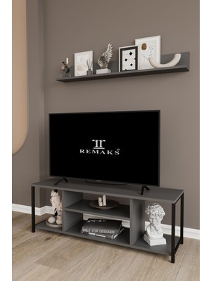 The Violett Jolie 120 cm Metal Tv Sehpası Raflı Tv Ünitesi Televizyon Sehpası